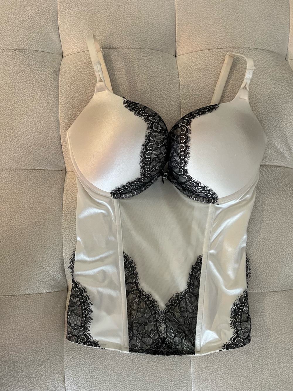 Victoria’s Secret Satin Lace Trim Push-Up Bralette- White
